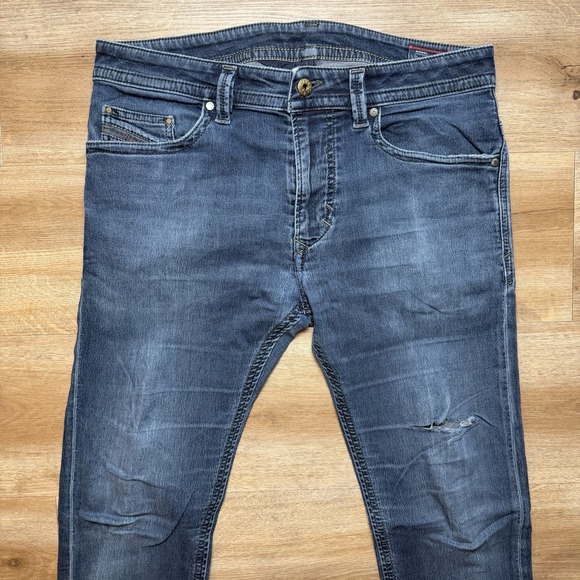 Diesel Jogg Jeans Men 30x32 Blue Thavar-NE Slim Skinny Stretch Distressed 0842W - Picture 2 of 15
